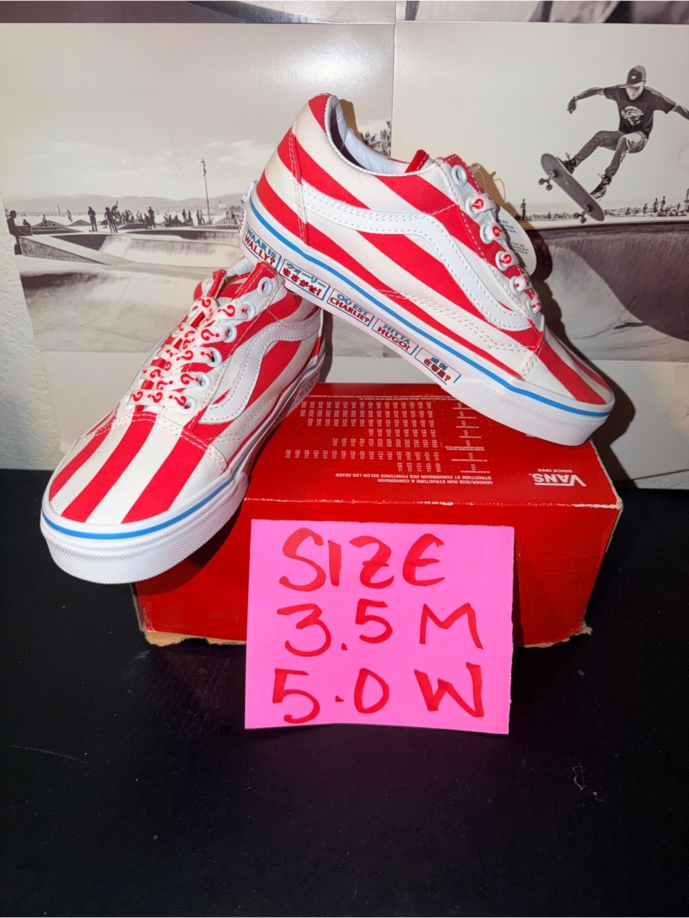 Vans Old Skool Where is waldo sz 3.5 Men’s 5.0 Woman